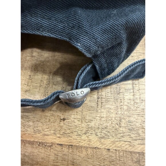 Polo Ralph Lauren Black Hat Cap Strap Back Mens One Size Adjustable Red Logo - Picture 4 of 5